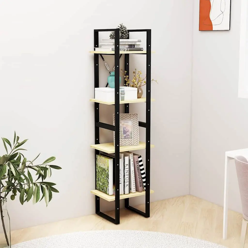 4-Tier Book Cabinet Storage Shelving Unit 40x30x140cm Brown Solid Pine Wood