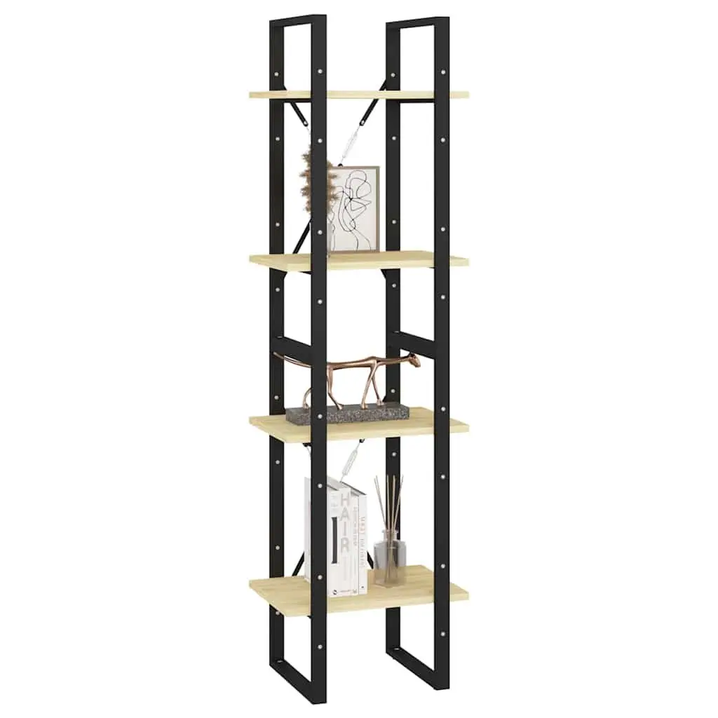 4-Tier Book Cabinet Storage Shelving Unit 40x30x140cm Brown Solid Pine Wood