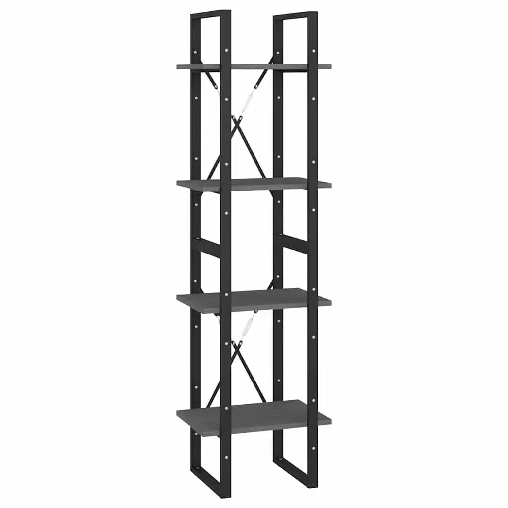 4-Tier Book Cabinet Grey Storage Shelving Unit Solid Pine Wood Bookcase Display