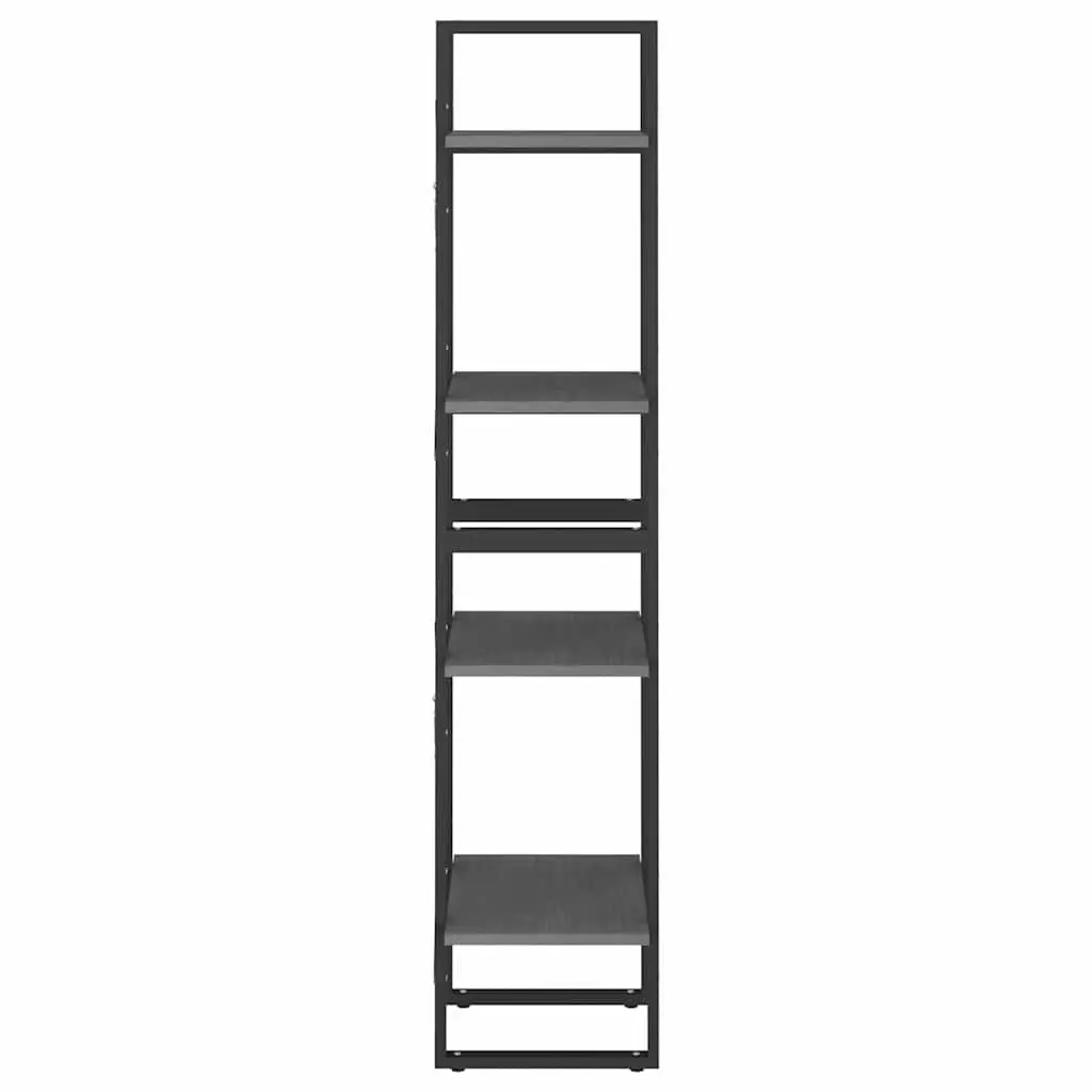 4-Tier Book Cabinet Grey Storage Shelving Unit Solid Pine Wood Bookcase Display