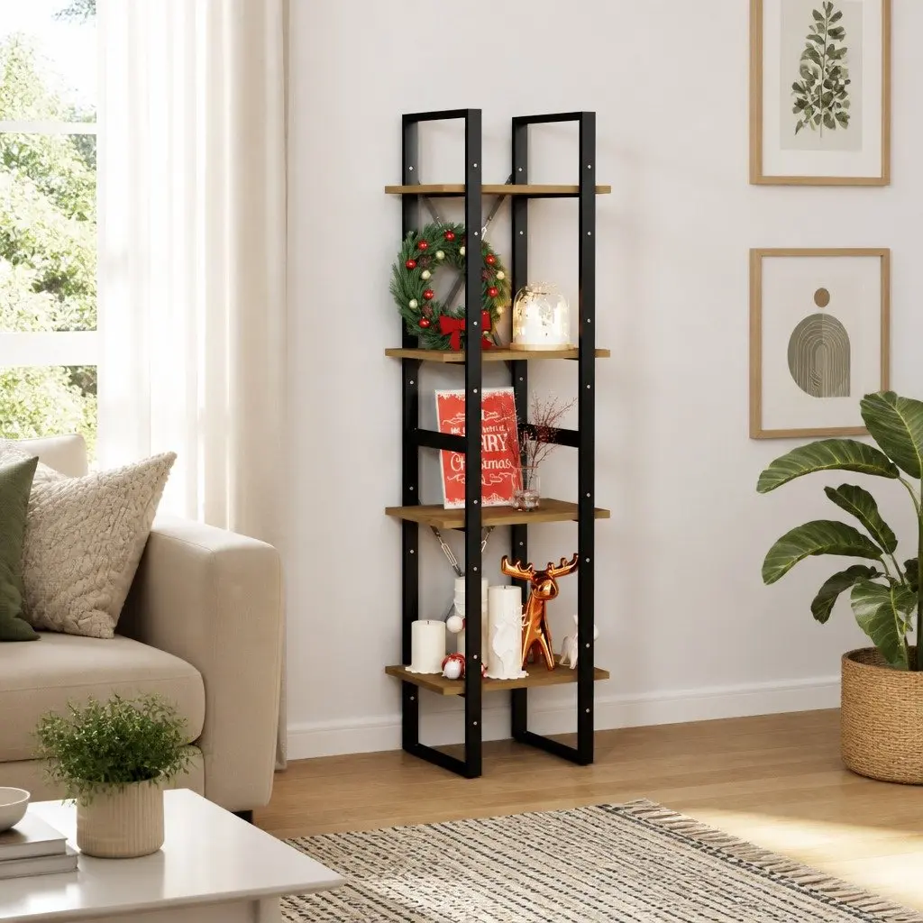 4-Tier Book Cabinet 40x30x140 cm Standing Bookshelf Storage Shelving Unit Brown