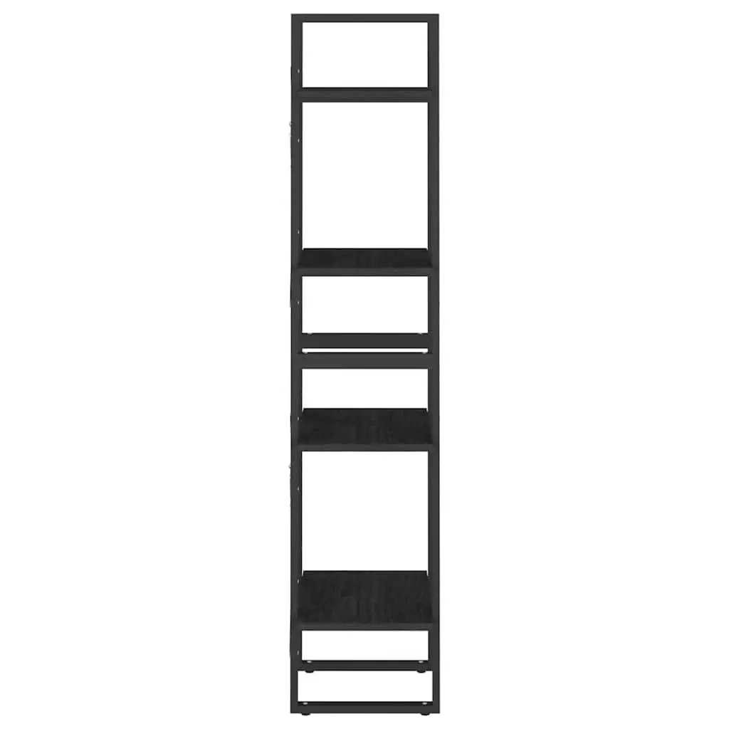 4-Tier Book Cabinet Storage Solid Pine Wood 40x30x140 cm Black