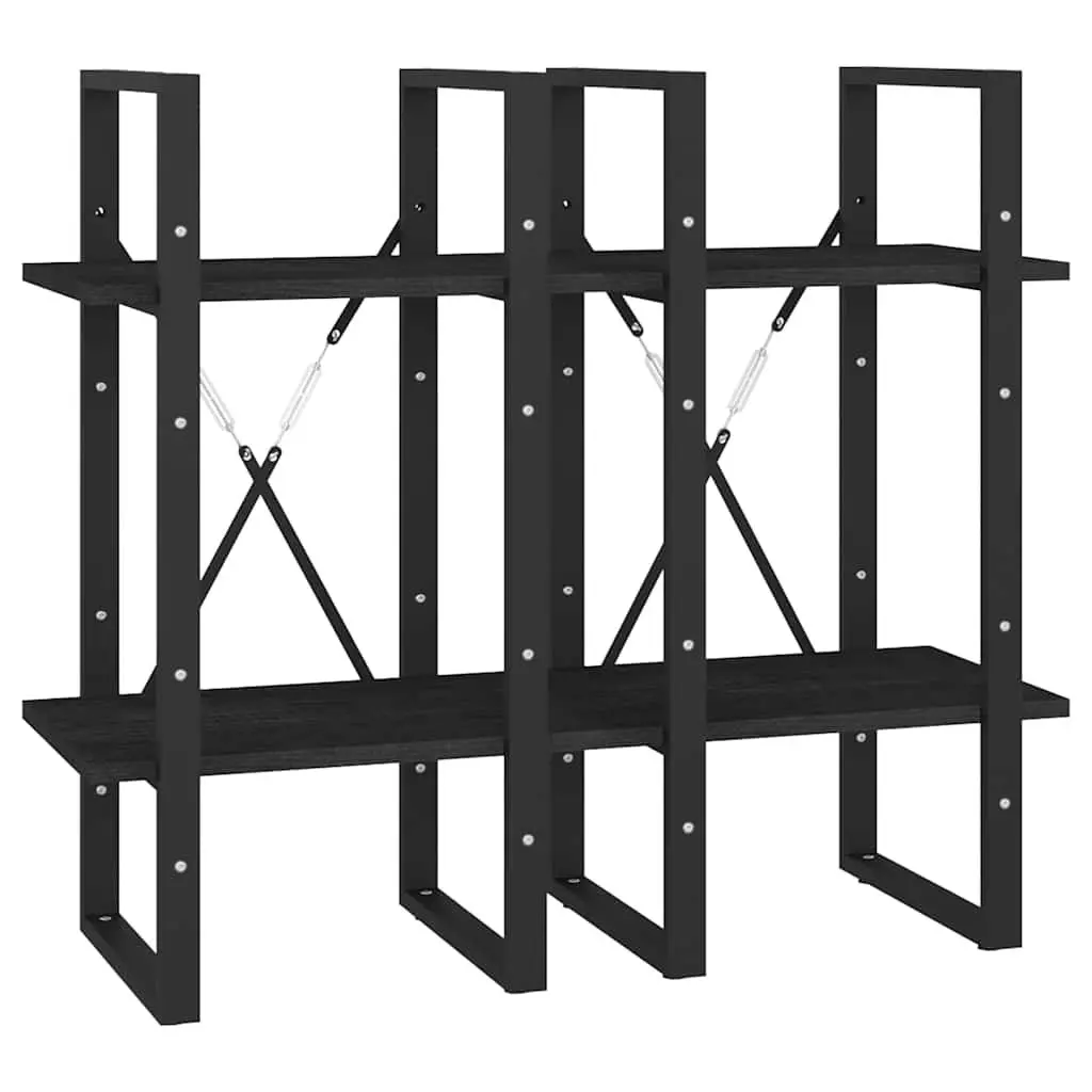 4-Tier Book Cabinet Storage Solid Pine Wood 40x30x140 cm Black