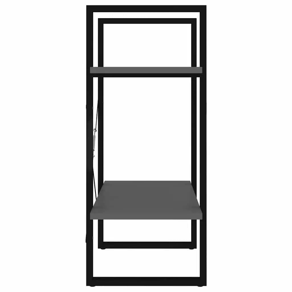 2-Tier Book Cabinet Bookshelf Storage Shelving Unit Grey 60x30x70 cm