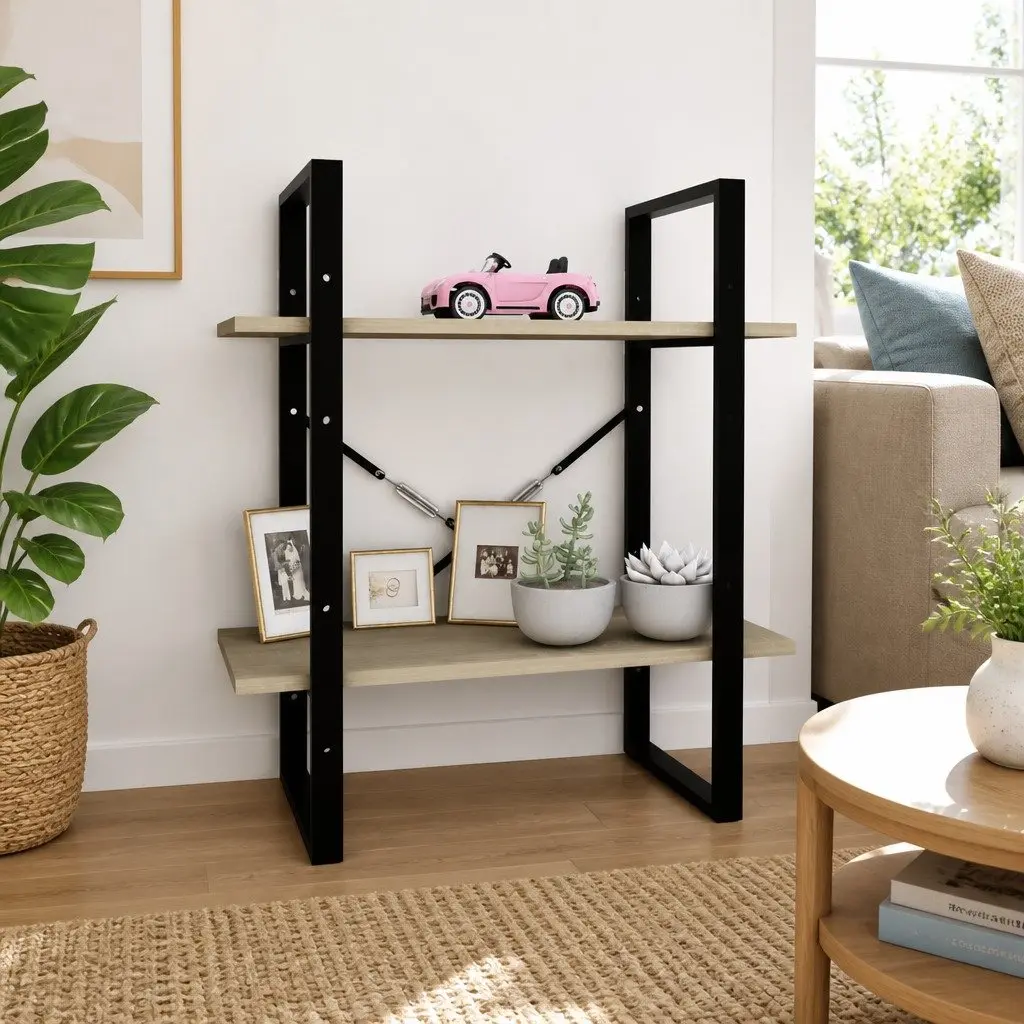 2-Tier Book Cabinet Storage Shelving Unit Brown Engineered Wood 60 x 30 x 70 cm