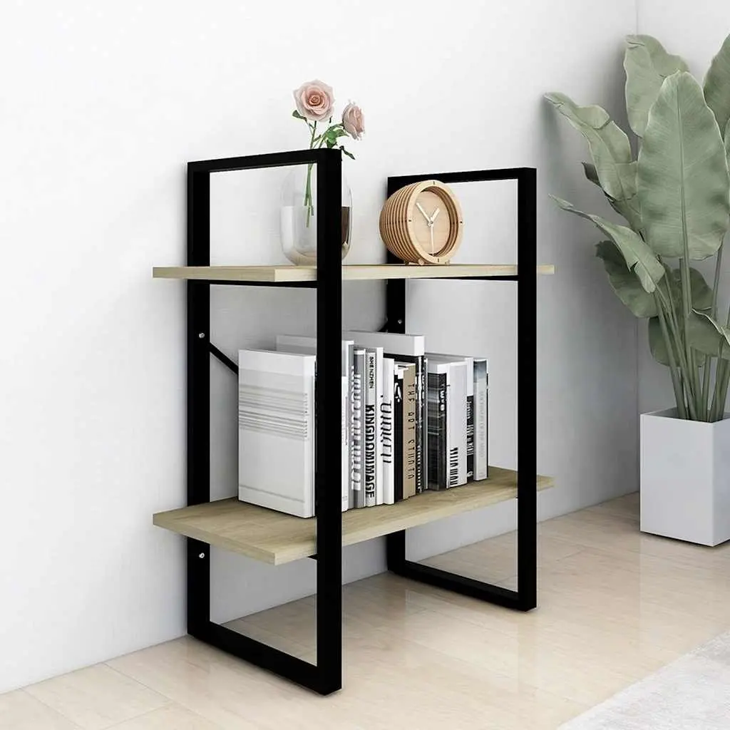 2-Tier Book Cabinet Storage Shelving Unit Brown Engineered Wood 60 x 30 x 70 cm