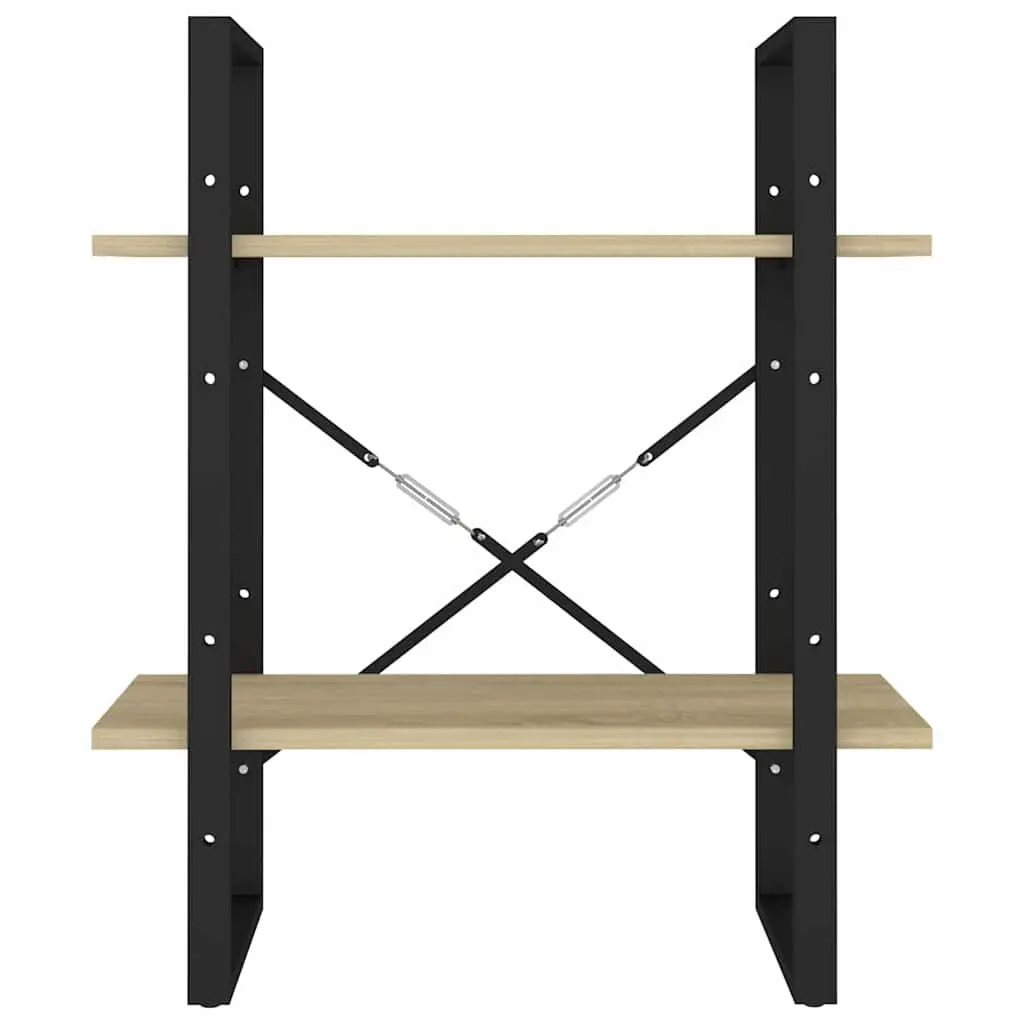 2-Tier Book Cabinet Storage Shelving Unit Brown Engineered Wood 60 x 30 x 70 cm