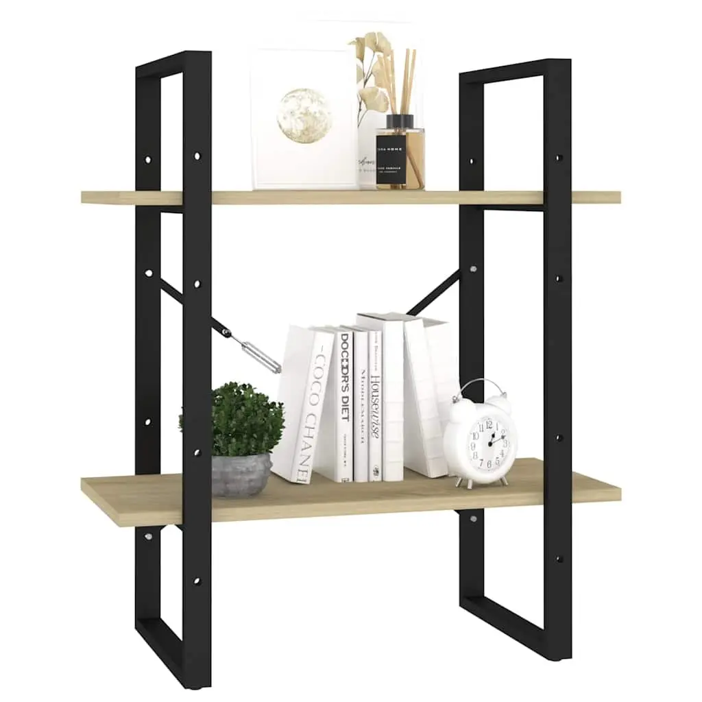 2-Tier Book Cabinet Storage Shelving Unit Brown Engineered Wood 60 x 30 x 70 cm