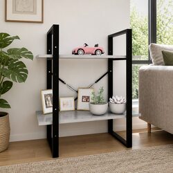 Reliable 2-Tier Book Cabinet in Grey for Your Home
