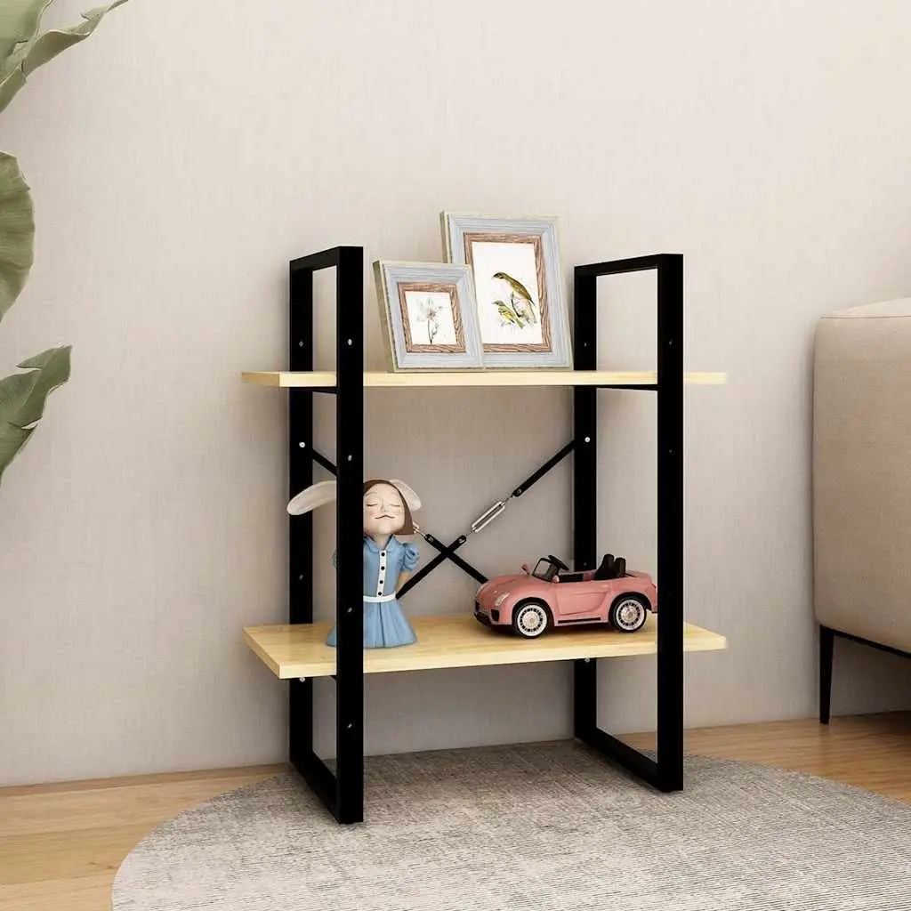 2-Tier Book Cabinet Made from Solid Pine Wood