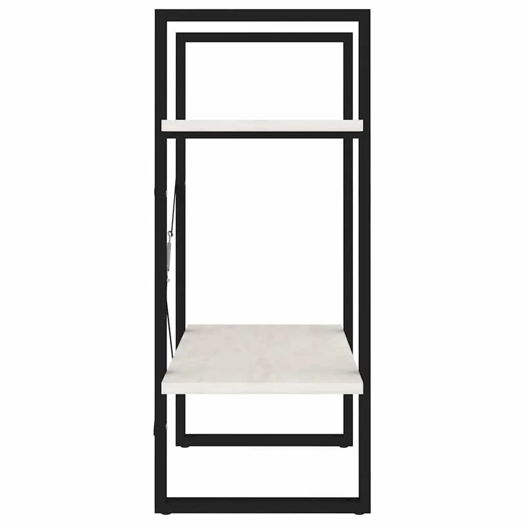 2-Tier Book Cabinet White Solid Pine Wood Shelving Unit Storage Bookcase