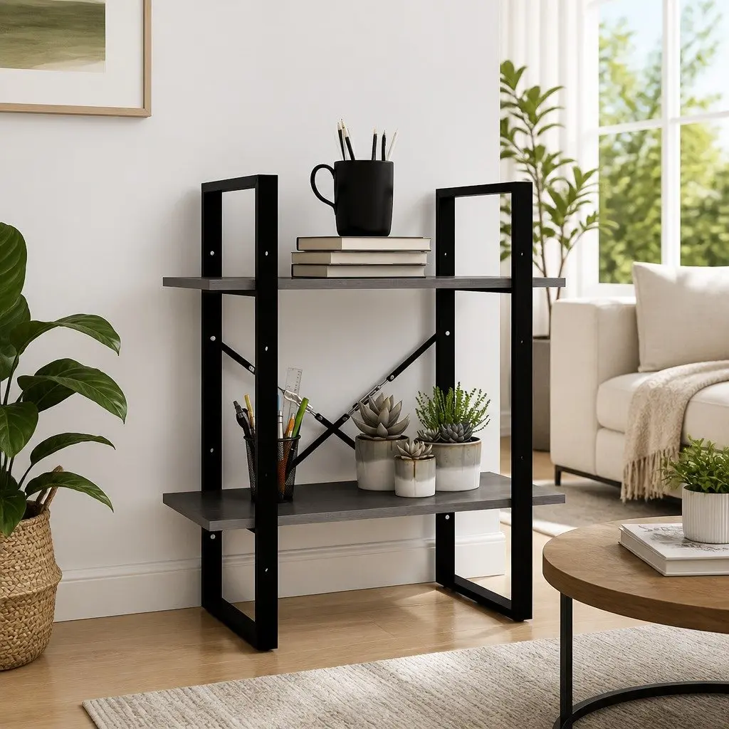 2-Tier Book Cabinet in Solid Pine Wood