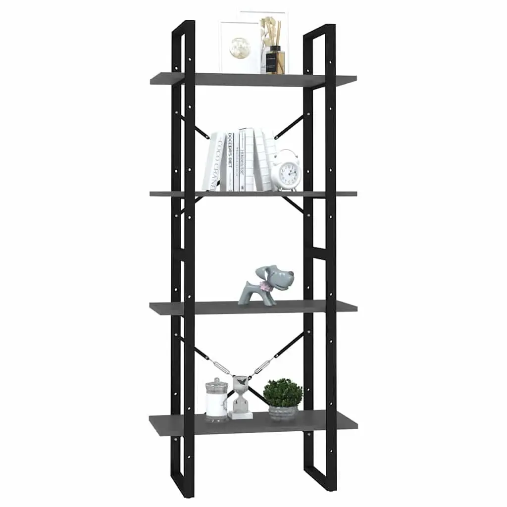 4-Tier Book Cabinet Storage Shelving Unit 60x30x140cm Grey