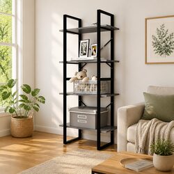 Reliable 4-Tier Book Cabinet in Grey Pine Wood