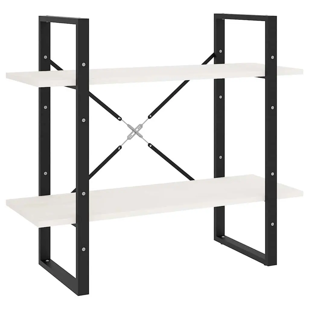 2-Tier Book Cabinet White Storage Shelves Display Shelf Unit 80 x 30 x 70 cm