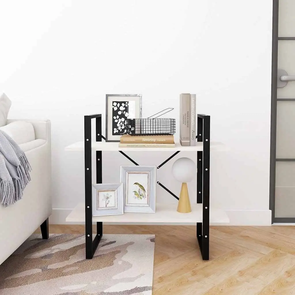 2-Tier Book Cabinet White Storage Shelves Display Shelf Unit 80 x 30 x 70 cm