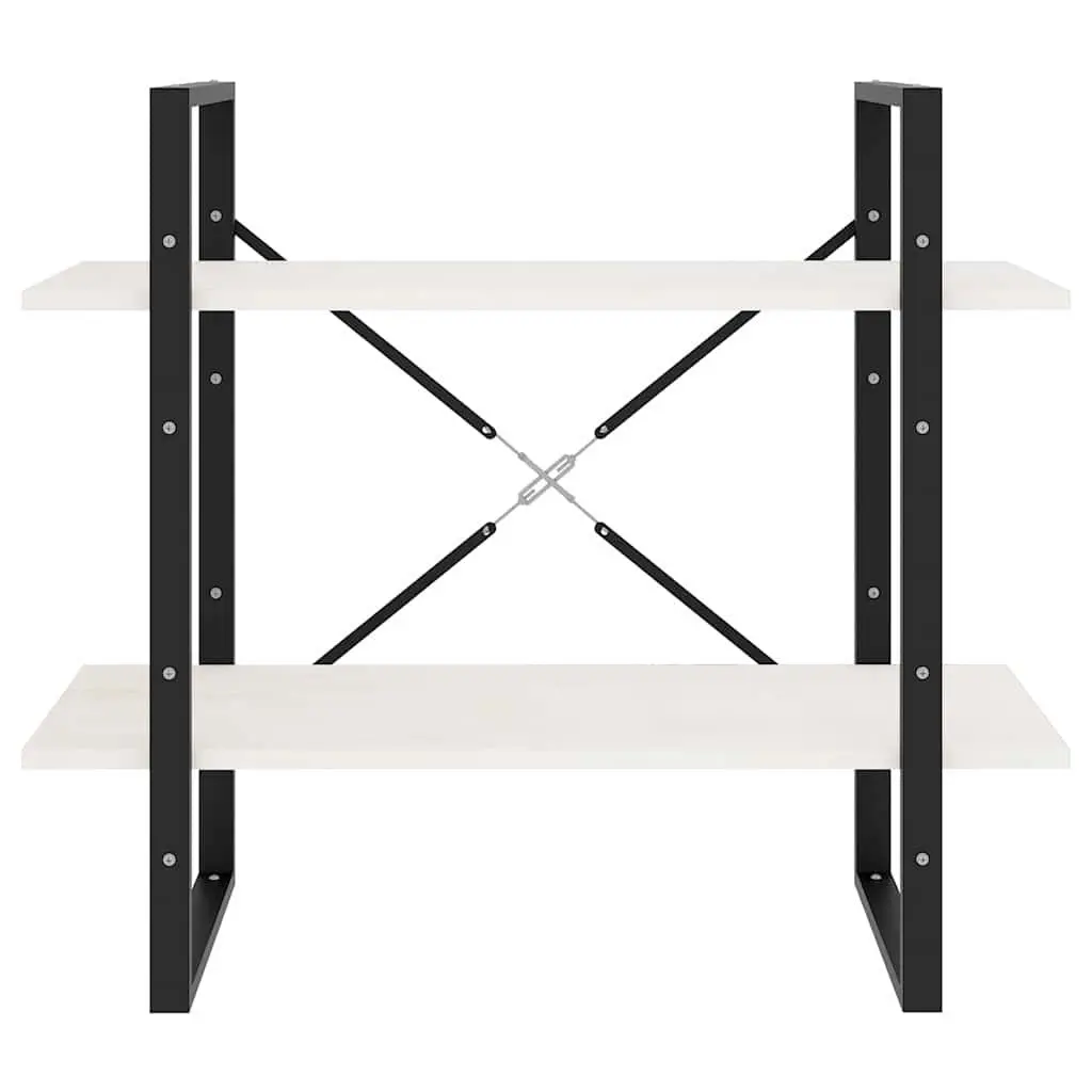 2-Tier Book Cabinet White Storage Shelves Display Shelf Unit 80 x 30 x 70 cm