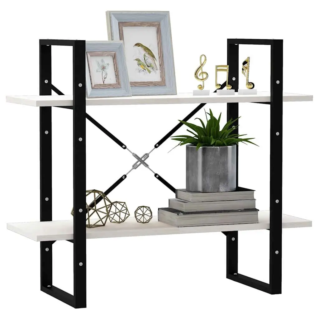 2-Tier Book Cabinet White Storage Shelves Display Shelf Unit 80 x 30 x 70 cm