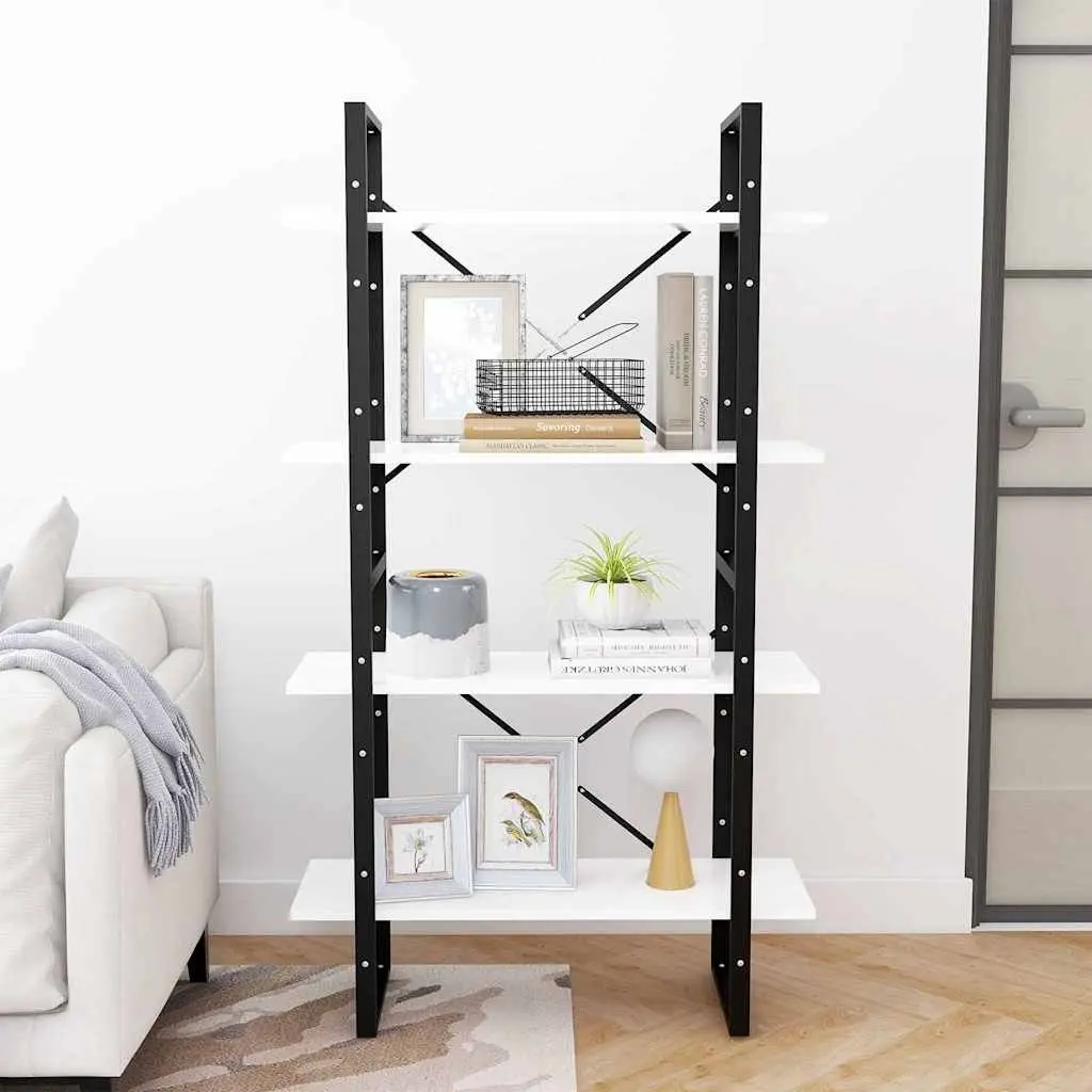4-Tier Book Cabinet Storage Display Unit 80x30x140cm White