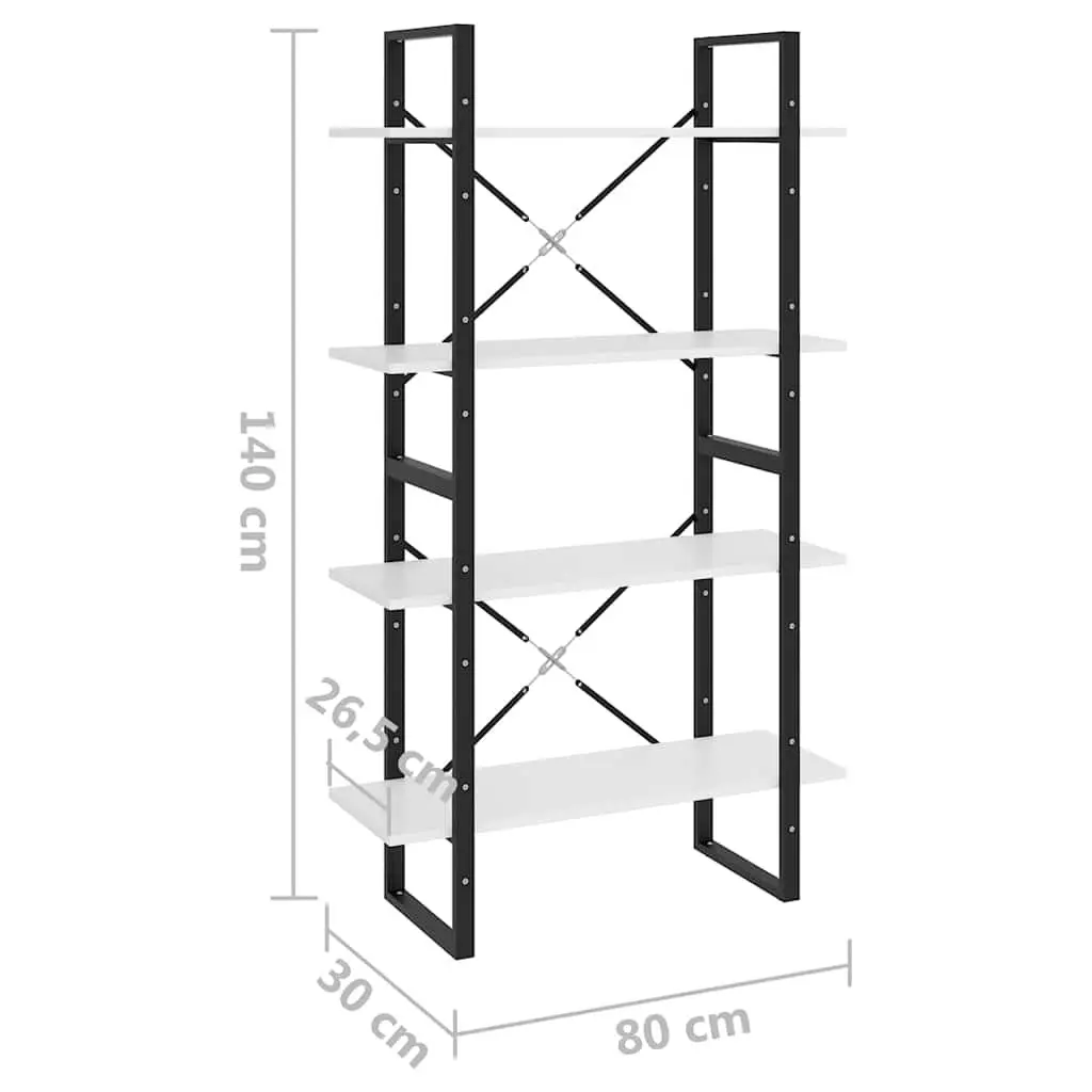 4-Tier Book Cabinet Storage Display Unit 80x30x140cm White