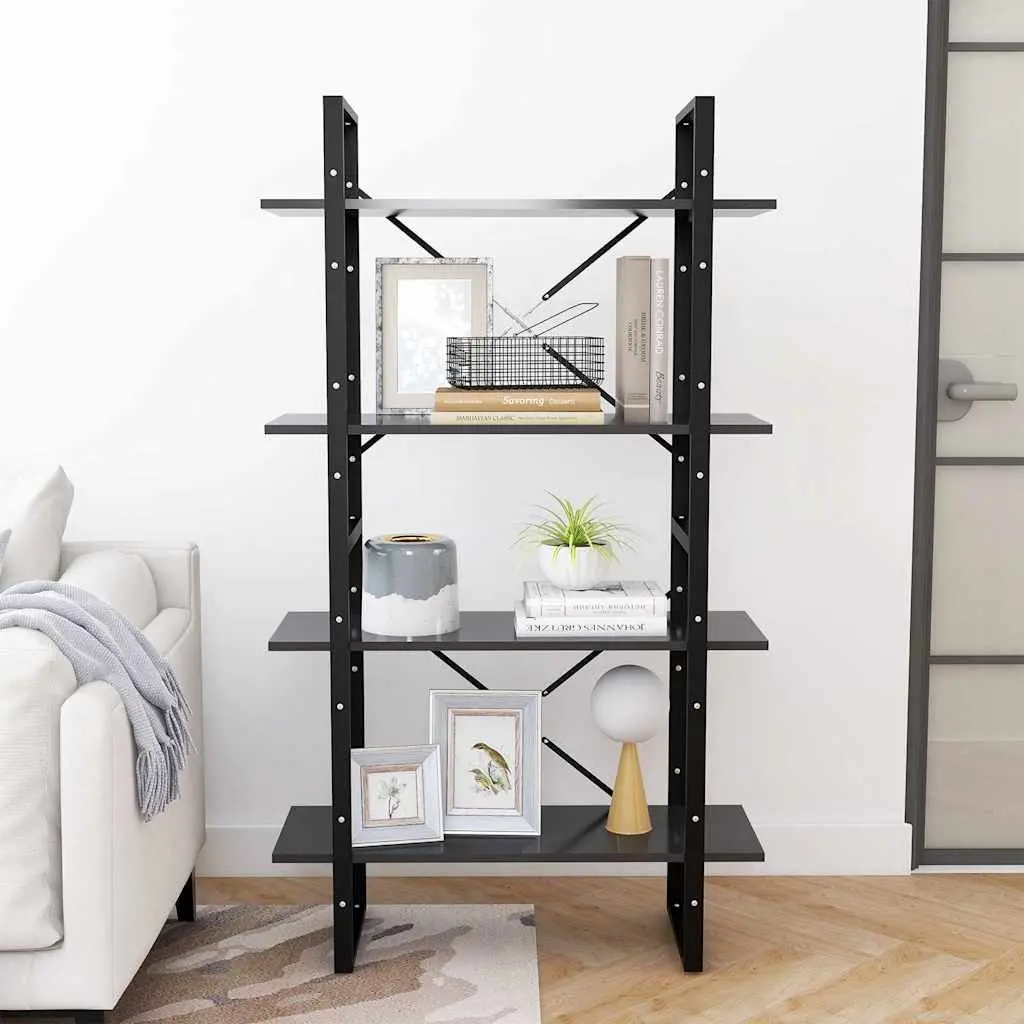 4-Tier Book Cabinet Grey Shelving Storage Unit Display Shelf 80W x 30D x 140H cm