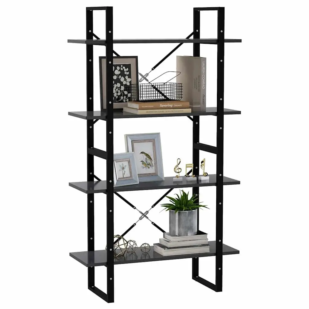 4-Tier Book Cabinet Grey Shelving Storage Unit Display Shelf 80W x 30D x 140H cm