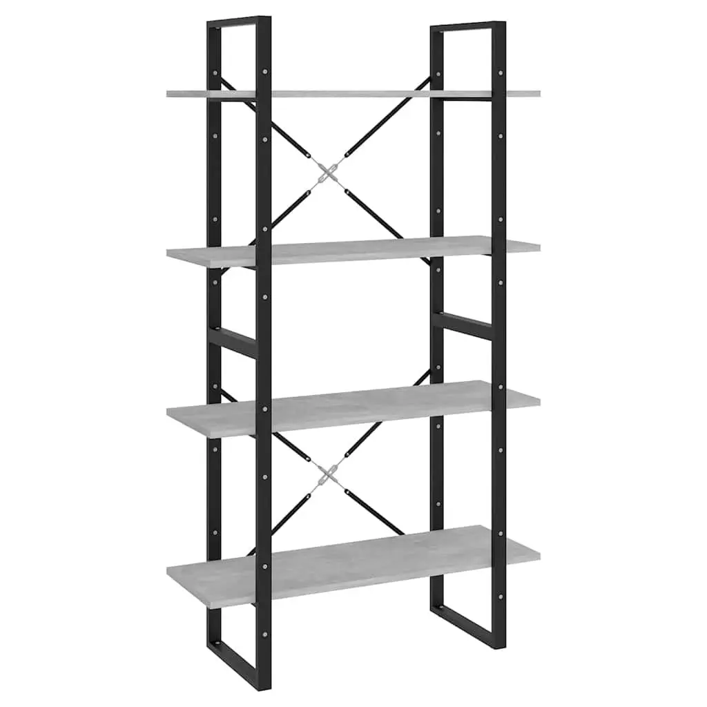 4-Tier Book Cabinet with Industrial Aesthetic
