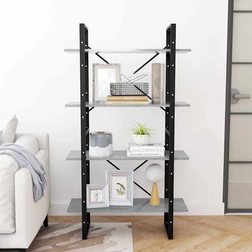 4-Tier Book Cabinet with Industrial Aesthetic