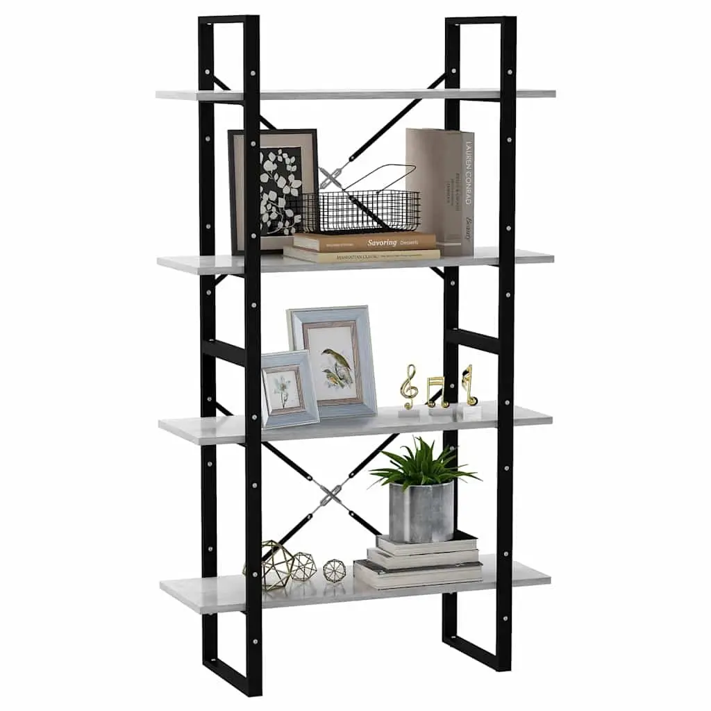 4-Tier Book Cabinet with Industrial Aesthetic