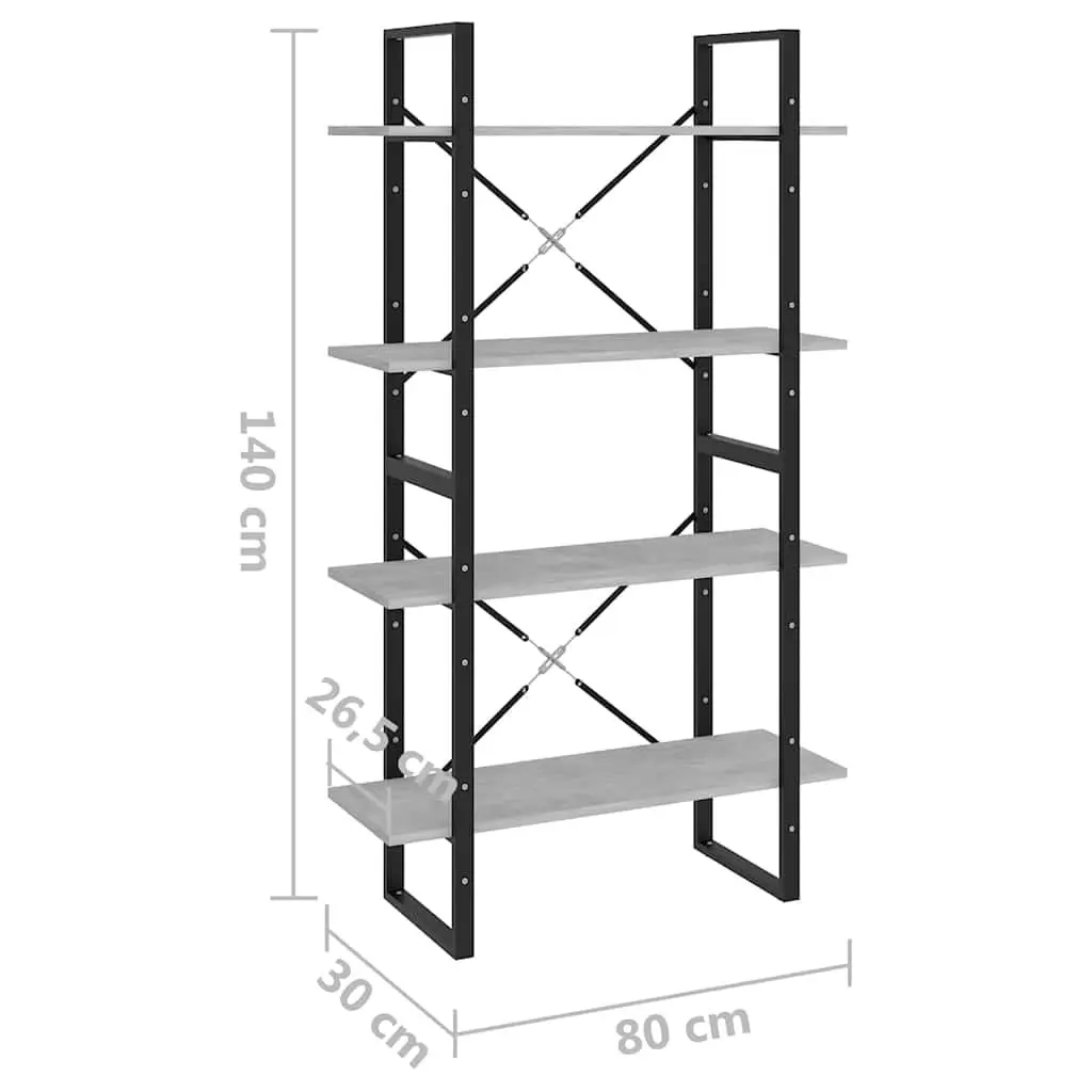 4-Tier Book Cabinet with Industrial Aesthetic