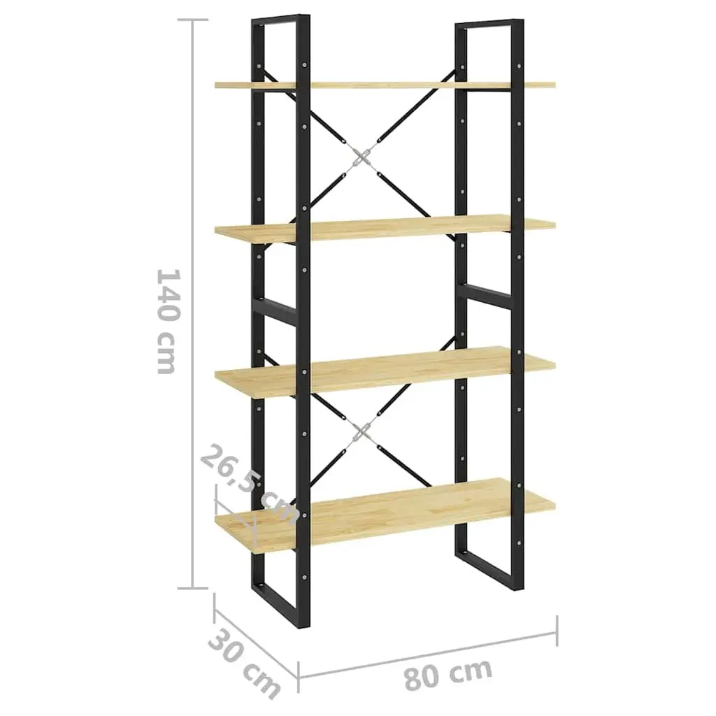 4-Tier Book Cabinet in Solid Pine Wood