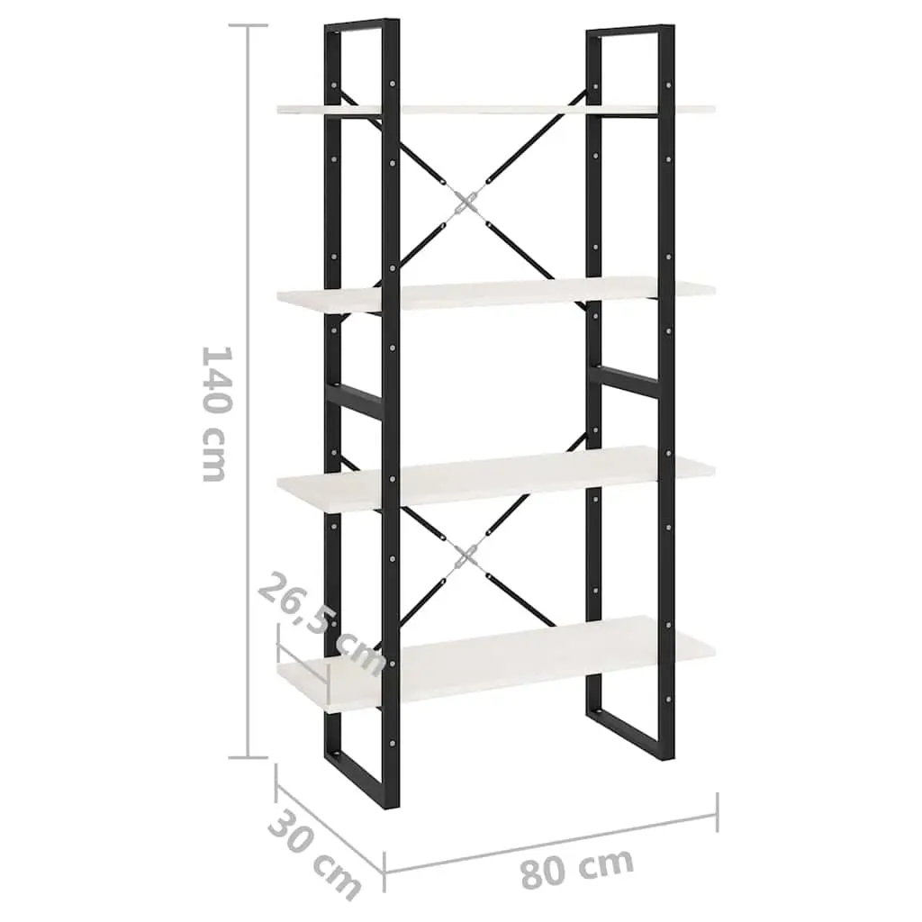 4-Tier Book Cabinet White Solid Pine Wood Bookshelf Storage Shelving Unit