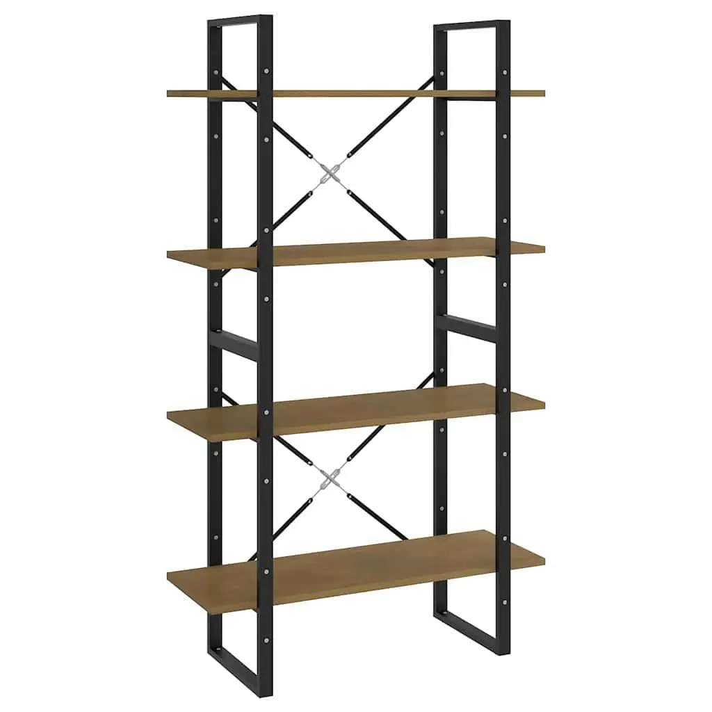 4-Tier Book Cabinet Storage Display Stand 80x30x140cm Solid Pine Wood Brown