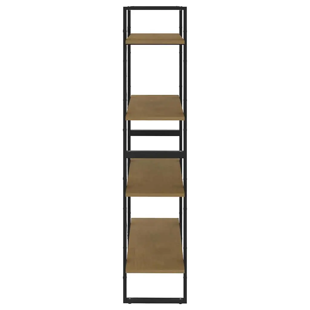 4-Tier Book Cabinet Storage Display Stand 80x30x140cm Solid Pine Wood Brown