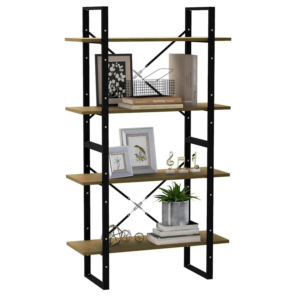 4-Tier Book Cabinet Storage Display Stand 80x30x140cm Solid Pine Wood Brown