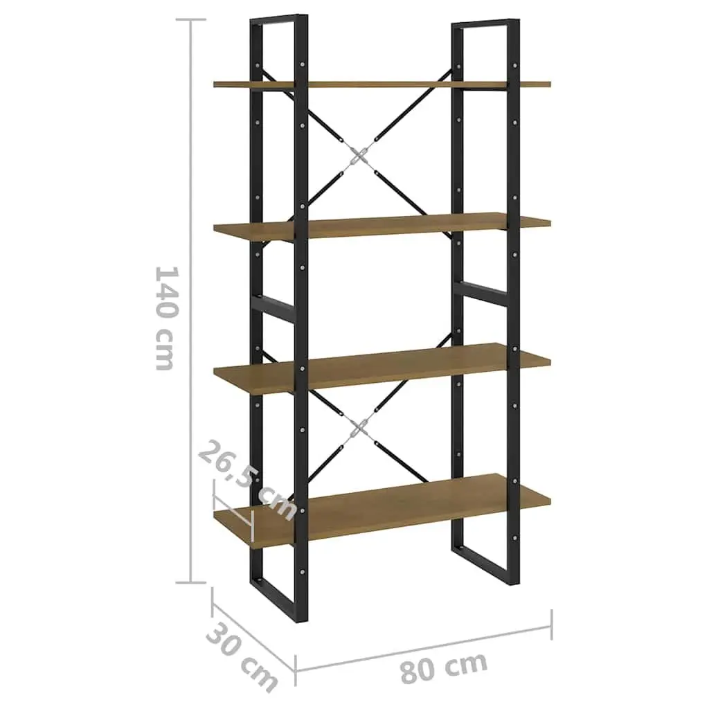 4-Tier Book Cabinet Storage Display Stand 80x30x140cm Solid Pine Wood Brown