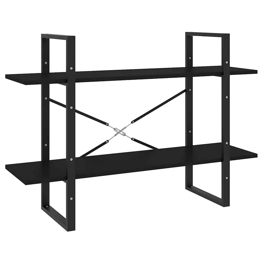2-Tier Book Cabinet Shelving Unit Black Storage Bookcase Standing Shelf