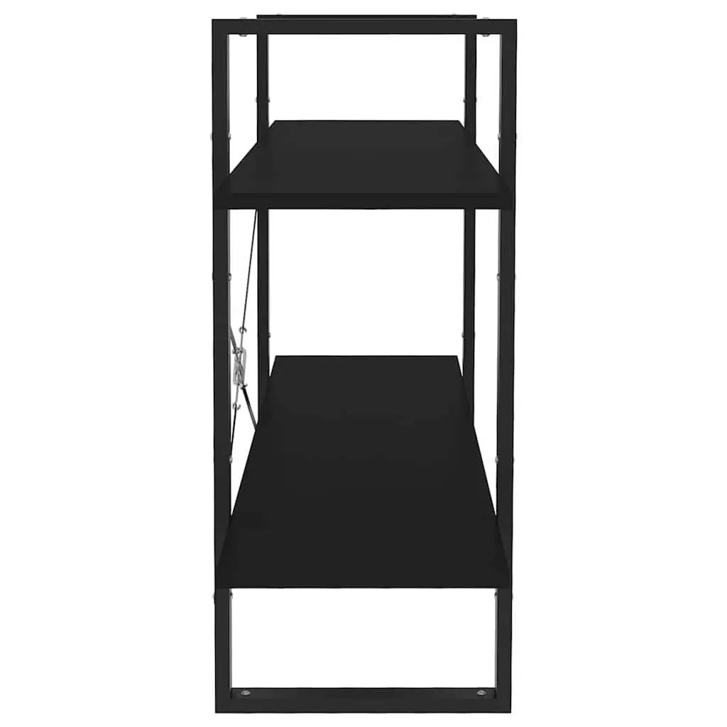 2-Tier Book Cabinet Shelving Unit Black Storage Bookcase Standing Shelf