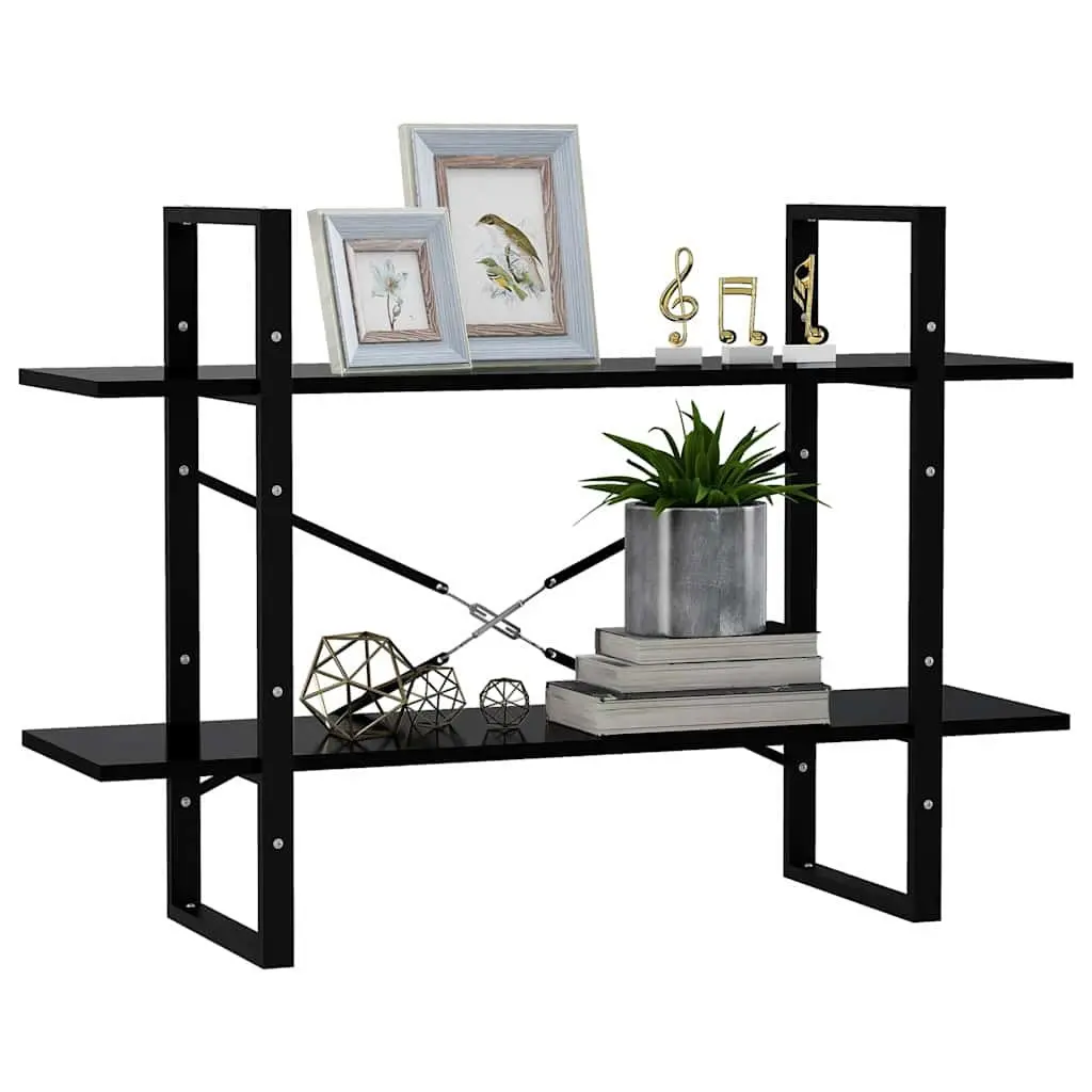 2-Tier Book Cabinet Shelving Unit Black Storage Bookcase Standing Shelf