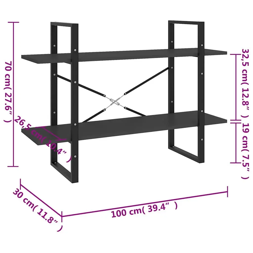 2-Tier Book Cabinet Grey Standing Shelf Storage Bookcase Organiser Display Unit