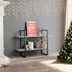 Book Cabinet 2-Tier Storage Shelving Unit Grey 100x30x70 cm Standing Bookshelf
