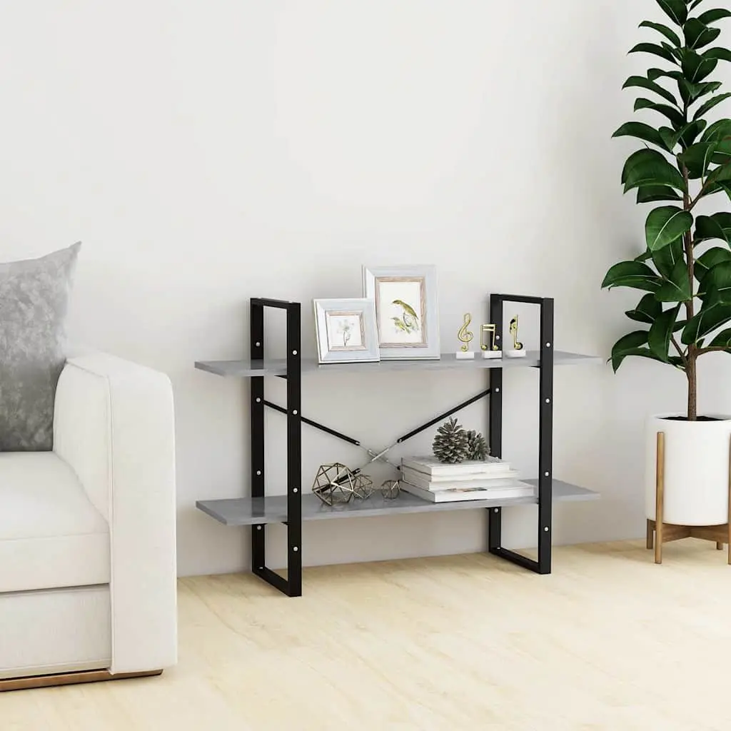 Book Cabinet Storage Shelving Unit 2-Tier 100x30x70 cm Grey
