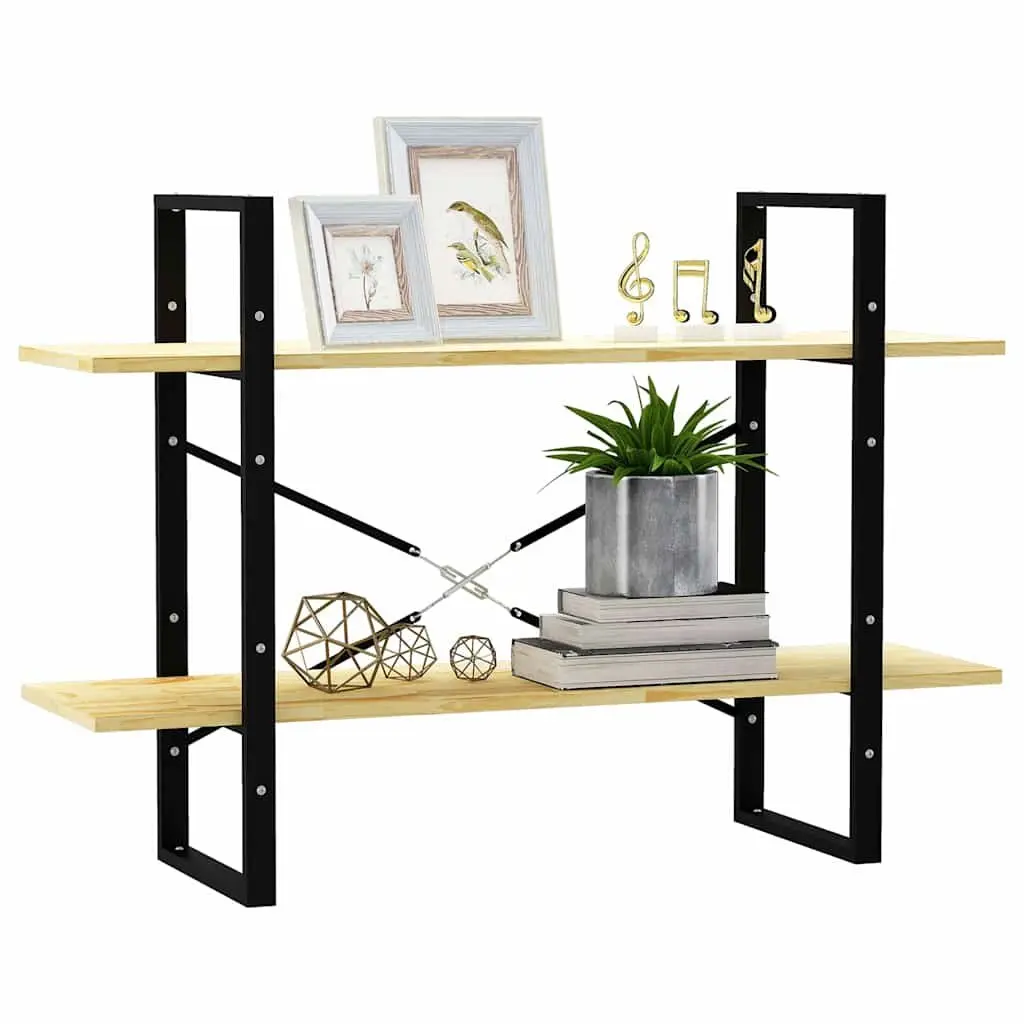 2-Tier Book Cabinet Organizer 100x30x70 cm Brown Pine Wood Standing Bookshelf