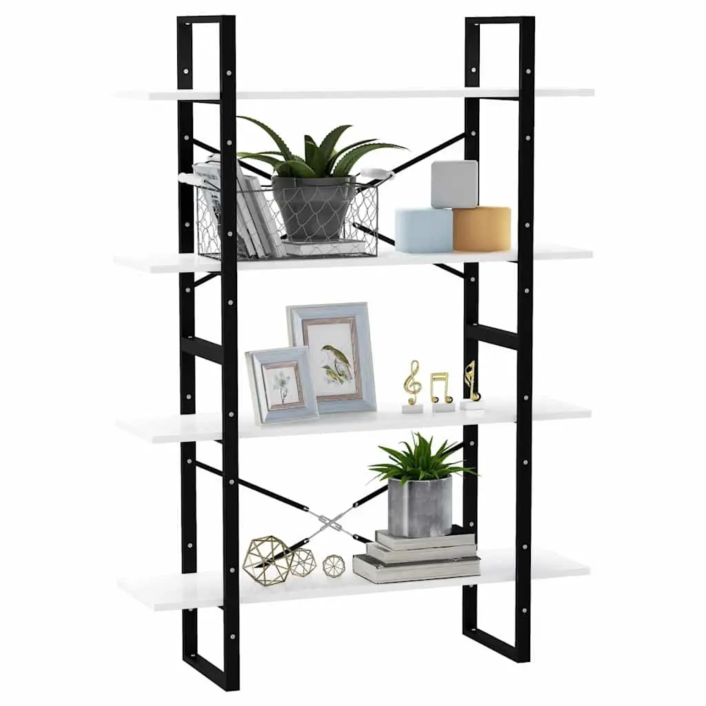 4-Tier Book Cabinet White Engineered Wood Bookshelf Storage Display Stand Shelf
