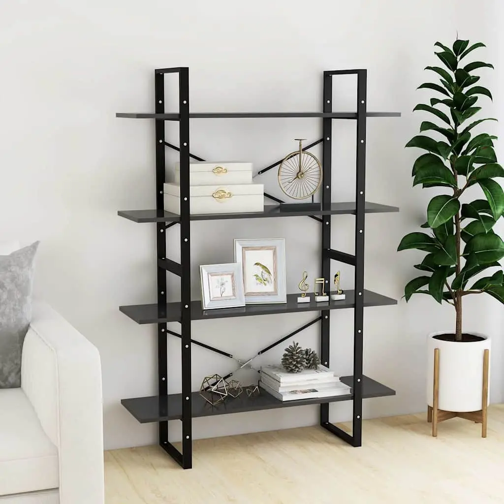 4-Tier Bookshelf Storage Cabinet Grey Standing Display Shelves Home Office