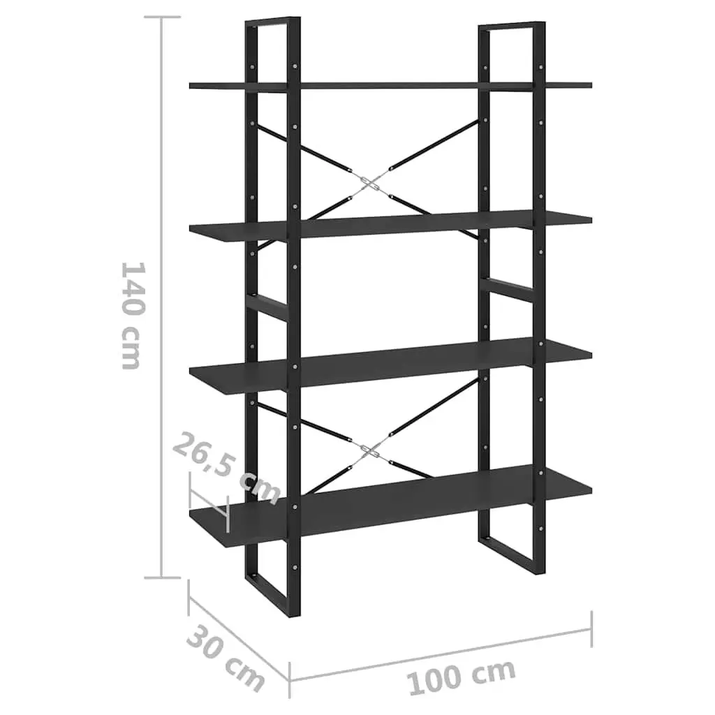 4-Tier Bookshelf Storage Cabinet Grey Standing Display Shelves Home Office
