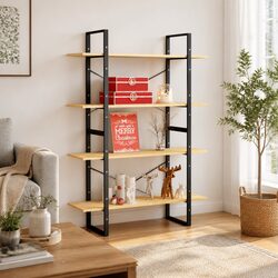 4-Tier Brown Book Cabinet – Solid Pine Wood, Great Value