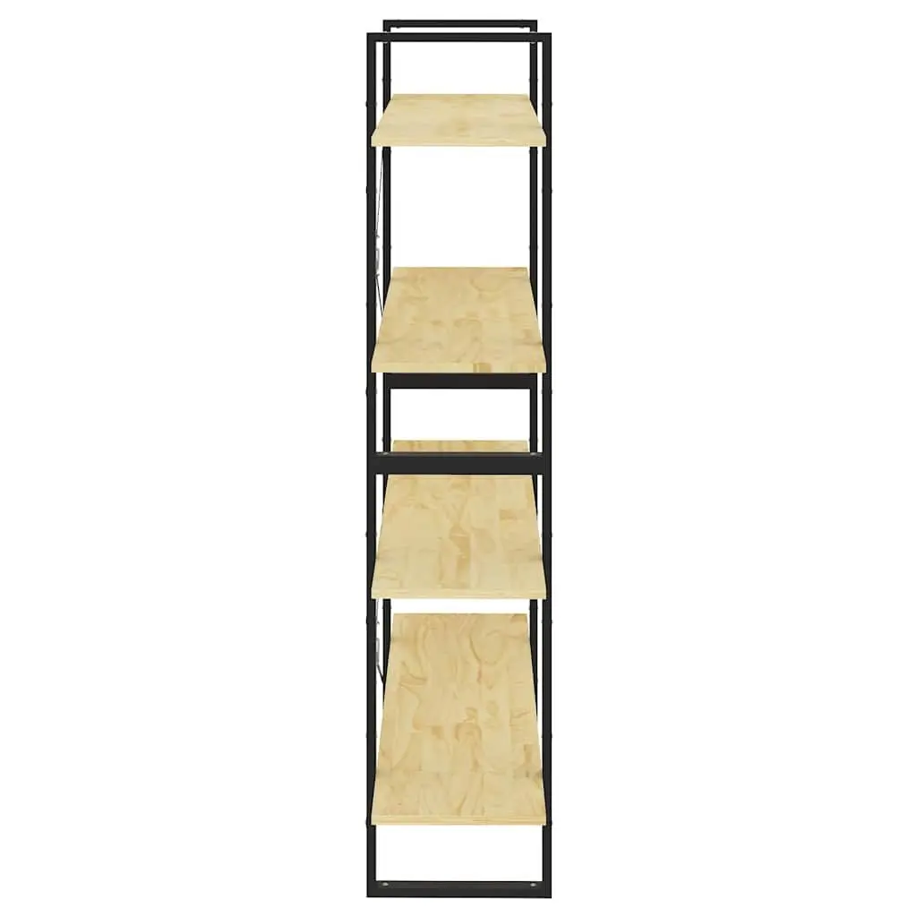 4-Tier Book Cabinet Storage Shelving Unit Solid Pine Wood Brown 100x30x140cm