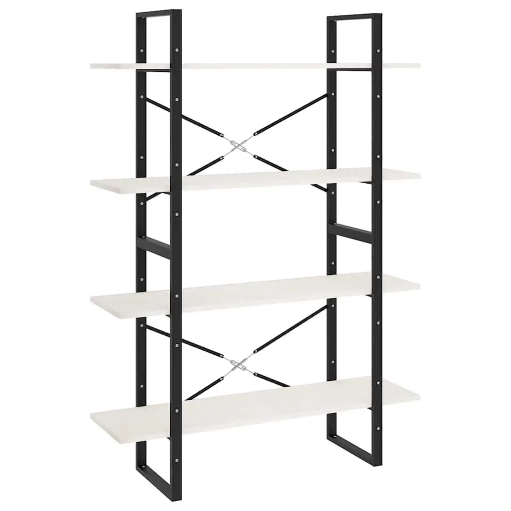 4-Tier Book Cabinet Storage Display Unit White Solid Pine Wood