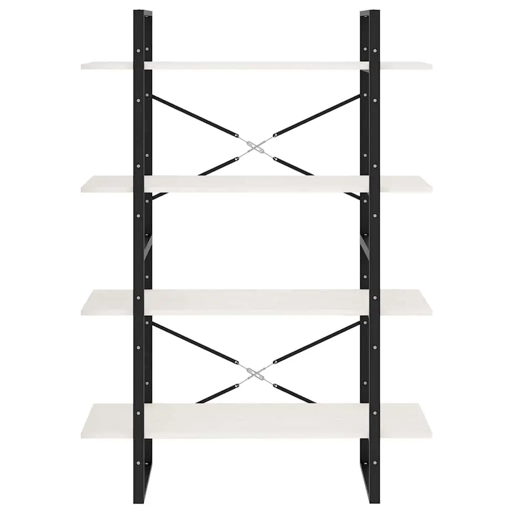 4-Tier Book Cabinet Storage Display Unit White Solid Pine Wood